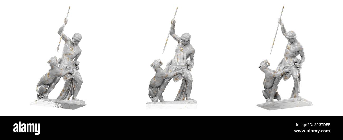 3D rappresentazione della scultura "il cacciatore di Panther" di J.A. Jerichau, creato con Blender. Questa rappresentazione estremamente dettagliata e accurata è perfetta per qualsiasi Foto Stock