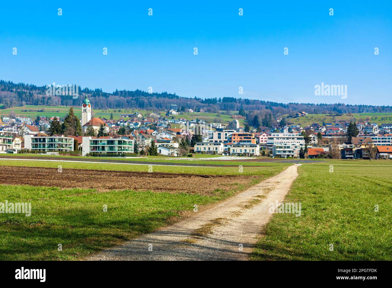Seengen, Svizzera - 23 febbraio 2023: Seengen è un comune svizzero del cantone di Argovia. Si trova nel Seetal, all'estremità settentrionale di Foto Stock