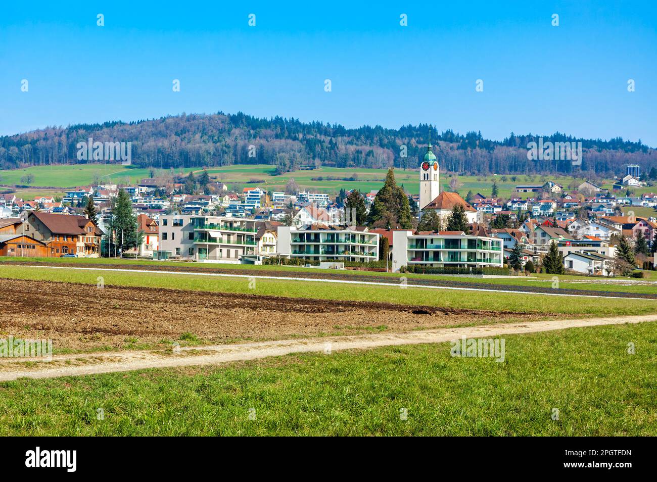 Seengen, Svizzera - 23 febbraio 2023: Seengen è un comune svizzero del cantone di Argovia. Si trova nel Seetal, all'estremità settentrionale di Foto Stock