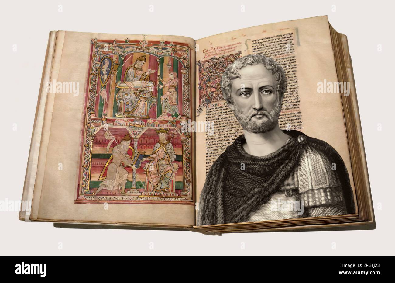 Gaius Plinio Secundus, 23/24 – 79 d.C., chiamato Plinio il Vecchio, autore romano, una pagina di Naturalis Historia, 12th ° secolo, modificato digitalmente Foto Stock
