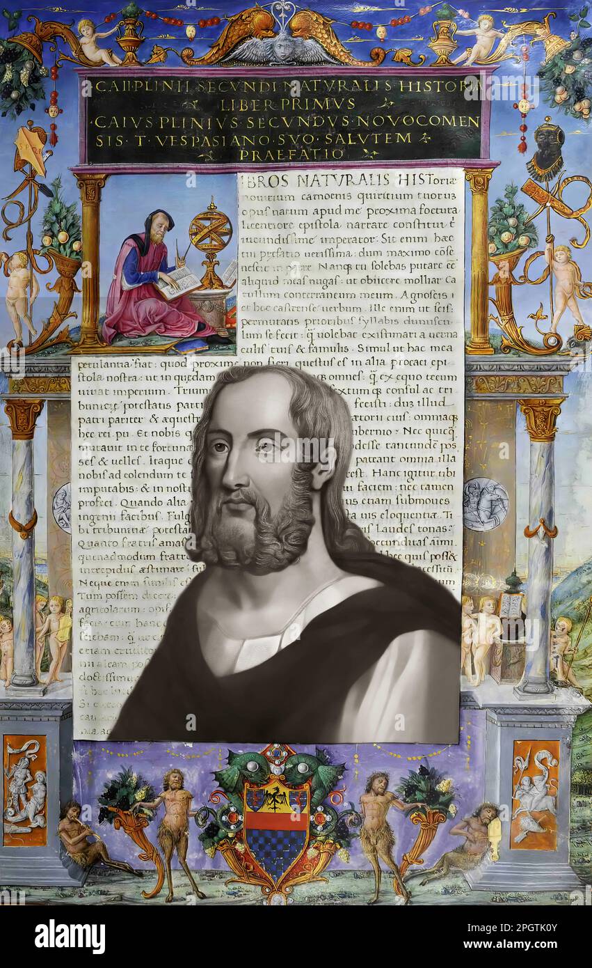 Naturalis Historia, 15th ° secolo, dopo Gaio Plinio Secundus, d.C. 23/24 – 79, chiamato Plinio il Vecchio, autore romano Foto Stock