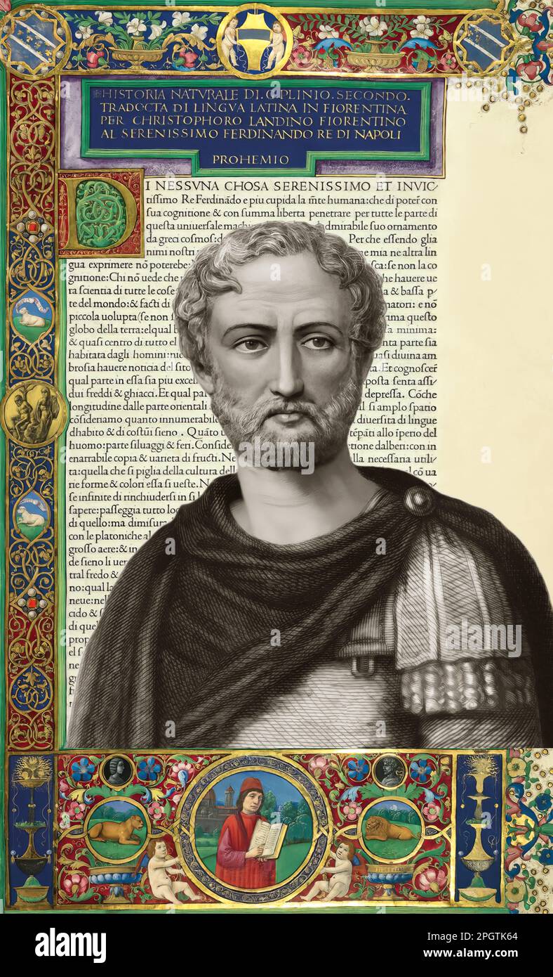 Naturalis Historia, 15th ° secolo, dopo Gaio Plinio Secundus, d.C. 23/24 – 79, chiamato Plinio il Vecchio, autore romano Foto Stock