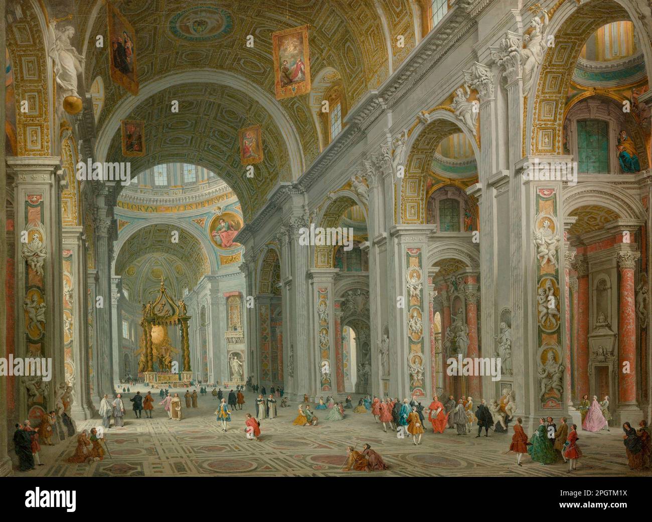 Interno di San Pietro, Roma dopo il 154 ( 0,74 x 0,99 cm )- Giovanni Paolo panini - MET Foto Stock