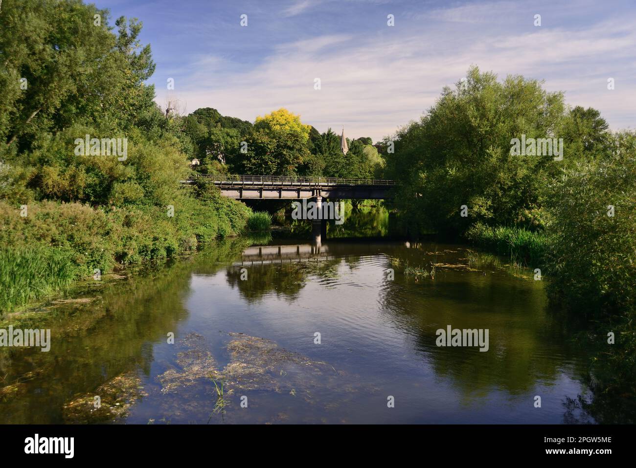 Ponte ferroviario attraverso il fiume Avon a Bradford-on-Avon, Wiltshire. Foto Stock