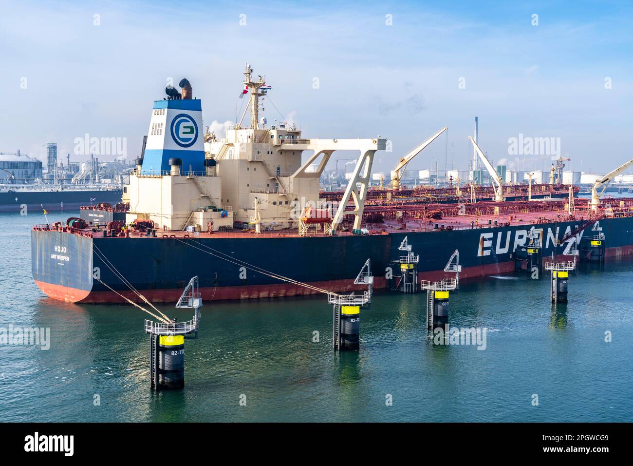 Petroliere, petroliere belga HoJo, nel porto di Rotterdam, nel Petroleumhaven, Europoort, ON, Rotterdam, Paesi Bassi, Foto Stock