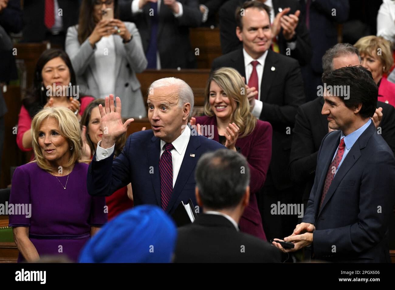 STATI UNITI Il presidente Joe Biden si presenta in un discorso al Parlamento canadese, a Ottawa, Canada, Mach 24, 2023. Kenny Holston/Pool tramite REUTERS Foto Stock