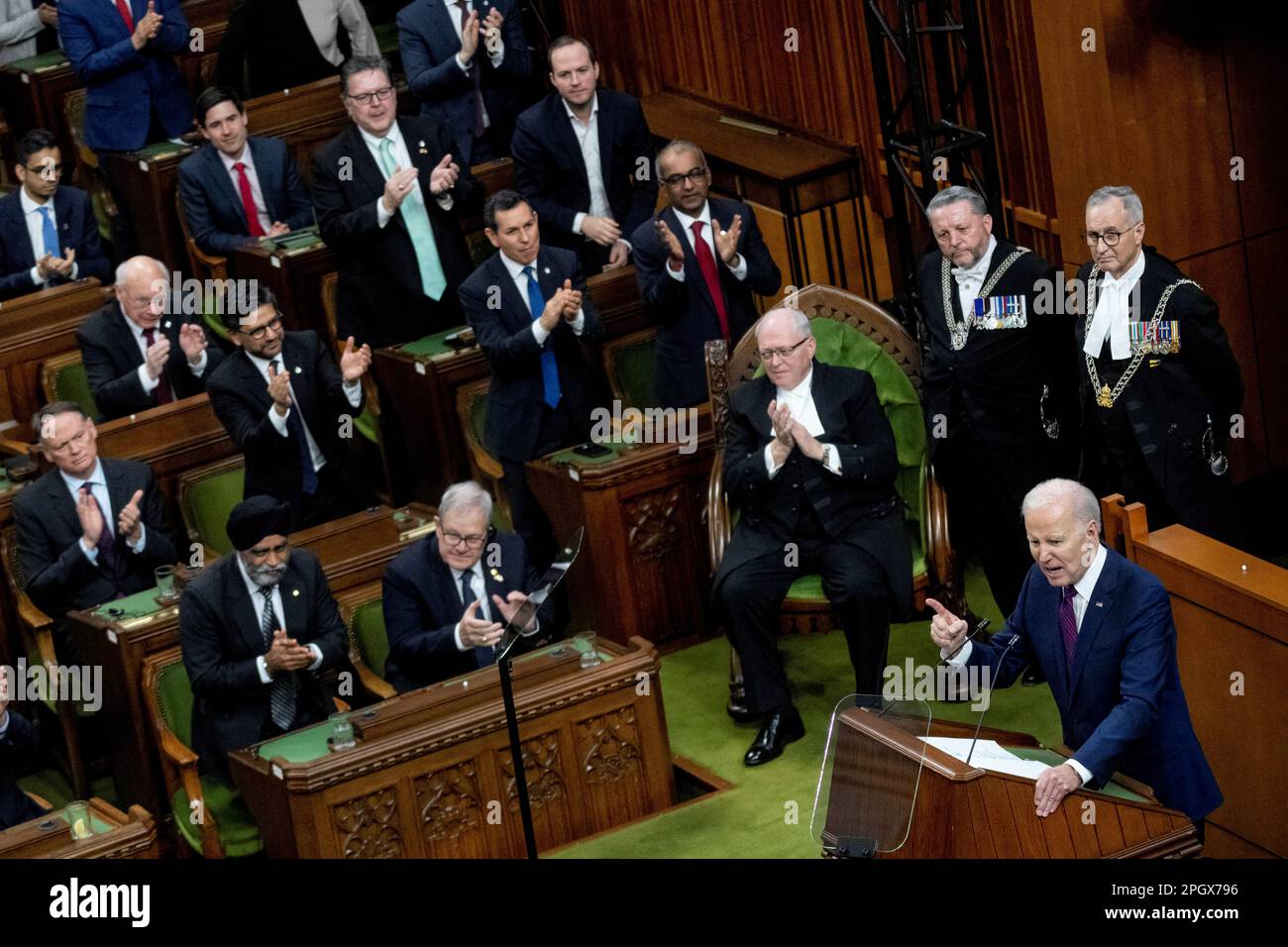 STATI UNITI Il presidente Joe Biden parla al Parlamento canadese, a Ottawa, Canada, Mach 24, 2023. Andrew Harnik/Pool tramite REUTERS Foto Stock