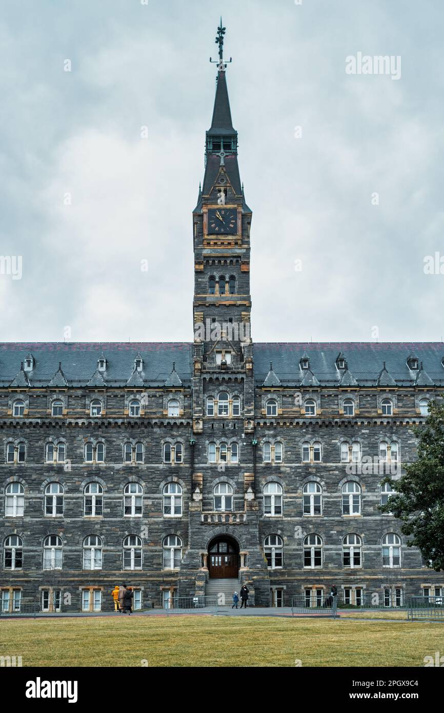 La storica Healy Hall nel campus della Georgetown University a Washington DC, USA. Foto Stock