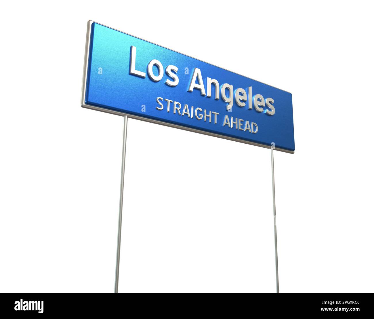 Cartello di uscita per la città di Los Angeles in 3D su sfondo bianco con tracciato di ritaglio incorporato. Foto Stock