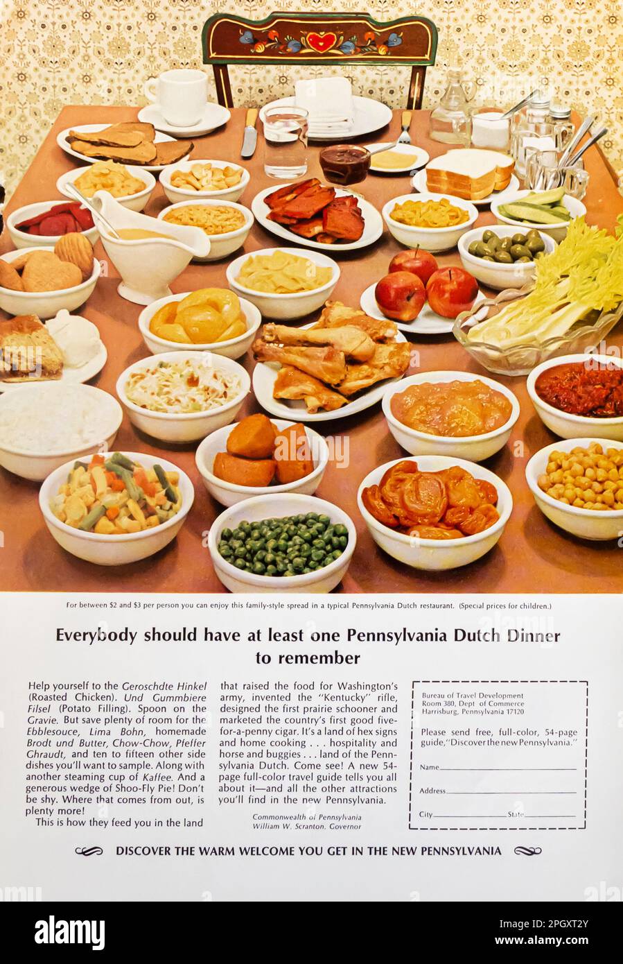 Pubblicità turistica della Pennsylvania in una rivista NatGeo, novembre 1966 Foto Stock