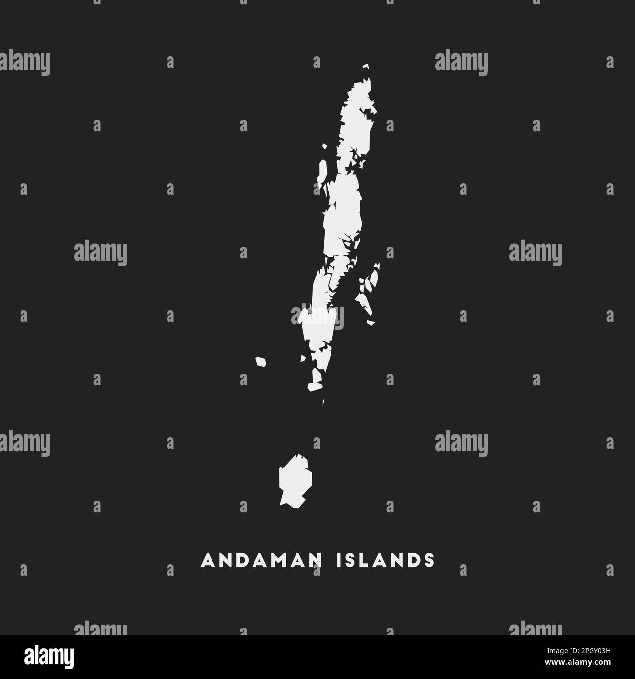 Icona delle Isole Andamane. Mappa dell'isola su sfondo scuro. Elegante mappa delle Isole Andamane con il nome dell'isola. Illustrazione vettoriale. Illustrazione Vettoriale