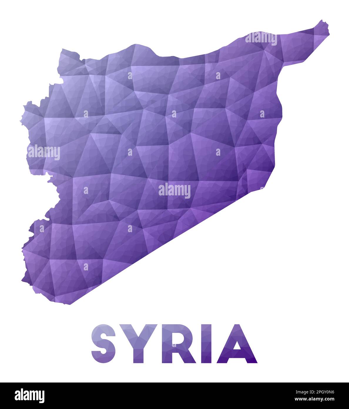 Mappa della Siria. Illustrazione in basso poli del paese. Design geometrico viola. Illustrazione del vettore poligonale. Illustrazione Vettoriale