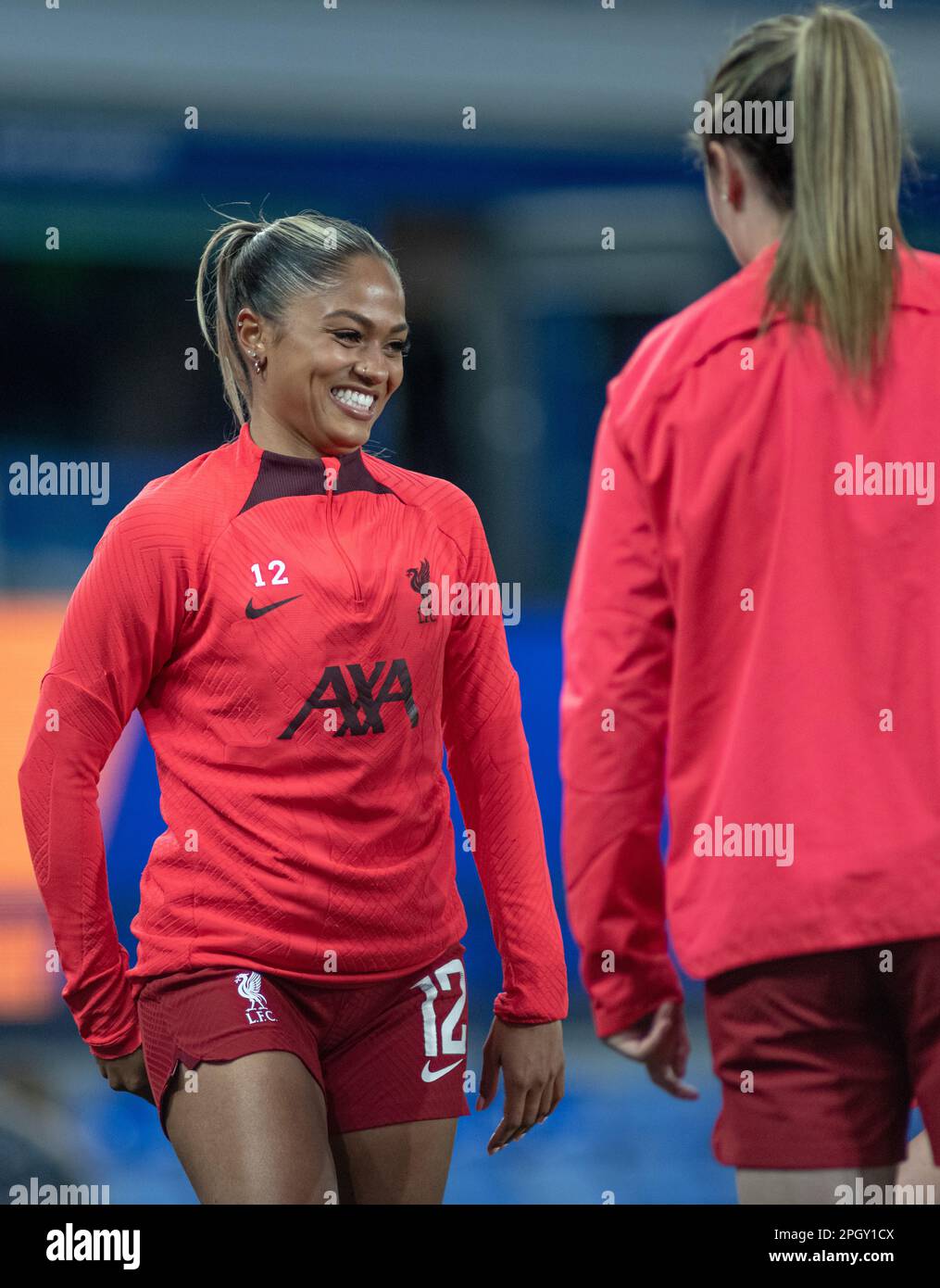 Liverpool, Merseyside, Inghilterra. 24th marzo 2023. Taylor Hinds di Liverpool si riscalda, durante l'Everton Football Club V Liverpool Football Club al Goodison Park, nella Barclays Women's Super League (Credit Image: ©Cody Froggatt/ Alamy Live News) Foto Stock