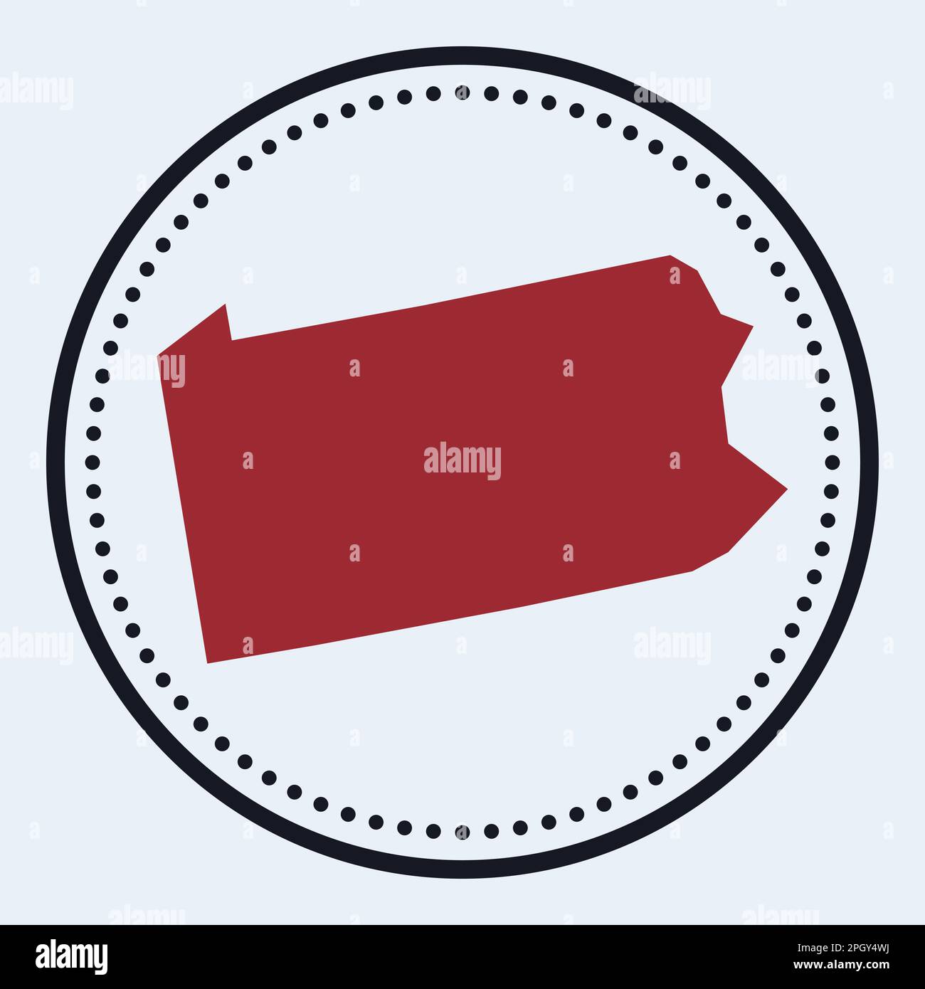 Francobollo rotondo della Pennsylvania. Logo rotondo con mappa e titolo dello stato degli Stati Uniti. Elegante distintivo minimale della Pennsylvania con mappa. Illustrazione vettoriale. Illustrazione Vettoriale