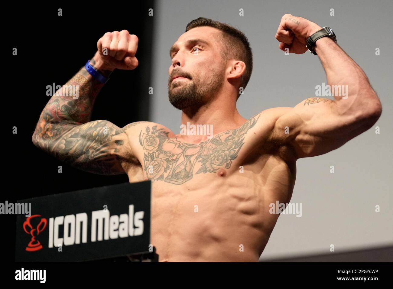 SAN ANTONIO, TEXAS, STATI UNITI. 24th Mar, 2023. SAN ANTONIO, TEXAS - 24 MARZO: Tucker Lutz all'AT&T Center for UFC Fight Night - vera vs Sandhagen - Weigh-ins il 24 marzo 2023 a San Antonio, Stati Uniti. (Credit Image: © Louis Grasse/PX Imagens via ZUMA Press Wire) SOLO PER USO EDITORIALE! Non per USO commerciale! Foto Stock