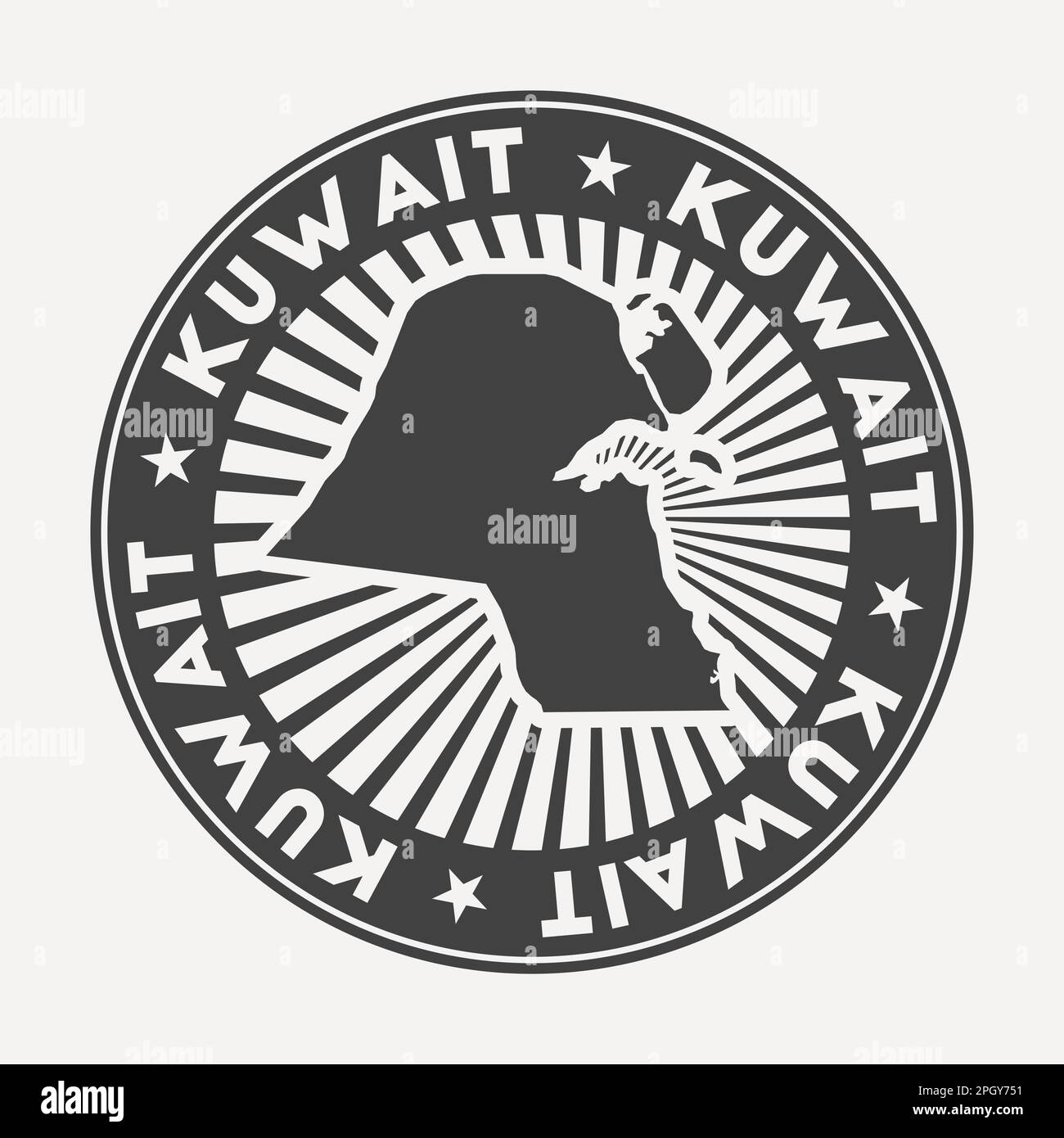 Logo rotondo del Kuwait. Badge da viaggio vintage con il nome circolare e la mappa del paese, illustrazione vettoriale. Illustrazione Vettoriale