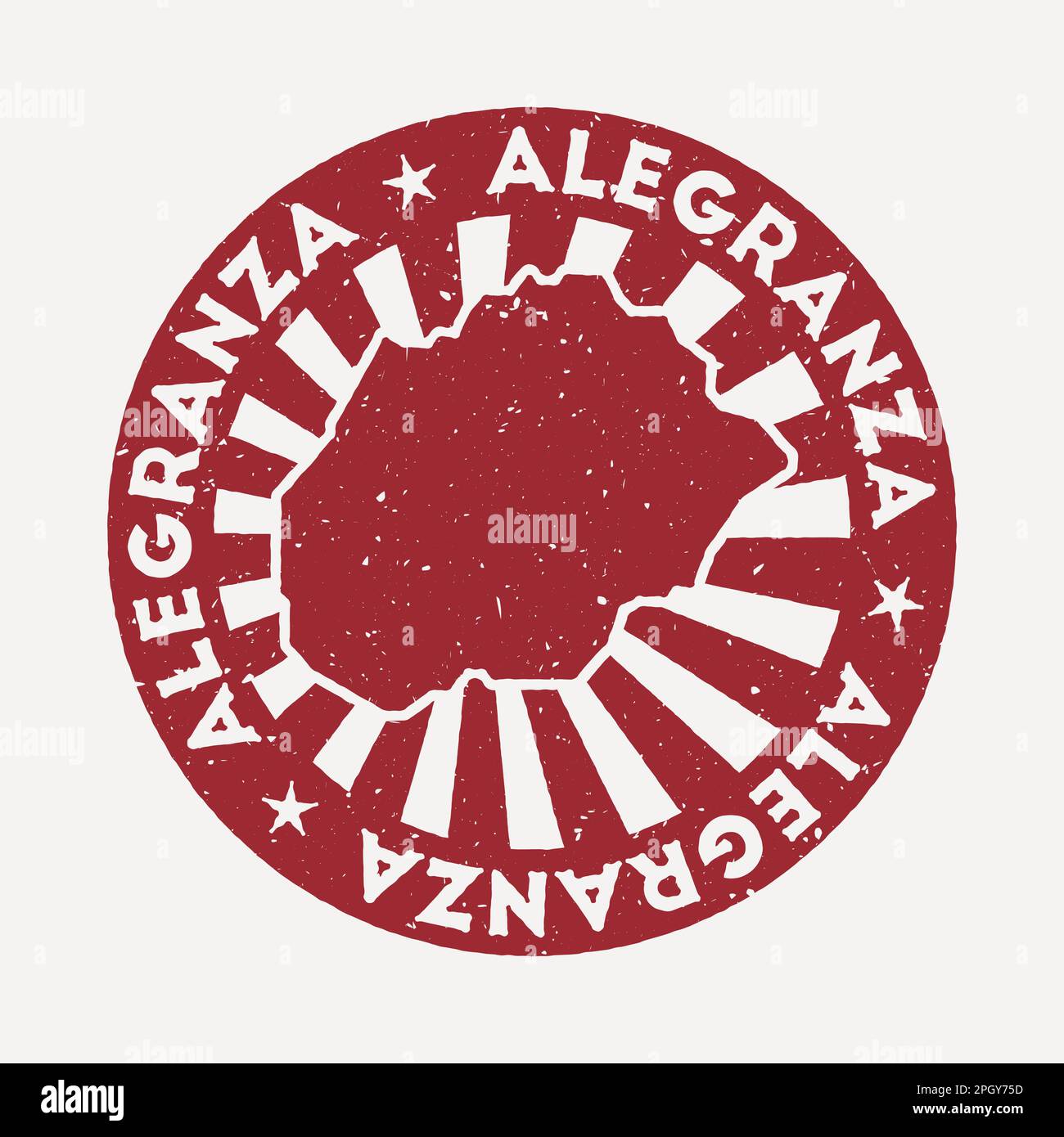 Francobollo Alegranza. Viaggia con un timbro rosso con la mappa dell'isola, illustrazione vettoriale. Illustrazione Vettoriale