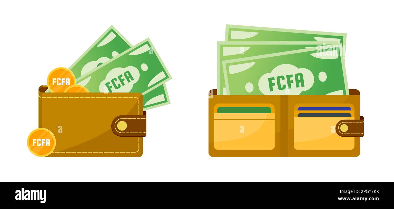 Portafoglio con denaro franco CFA centrafricano Illustrazione Vettoriale