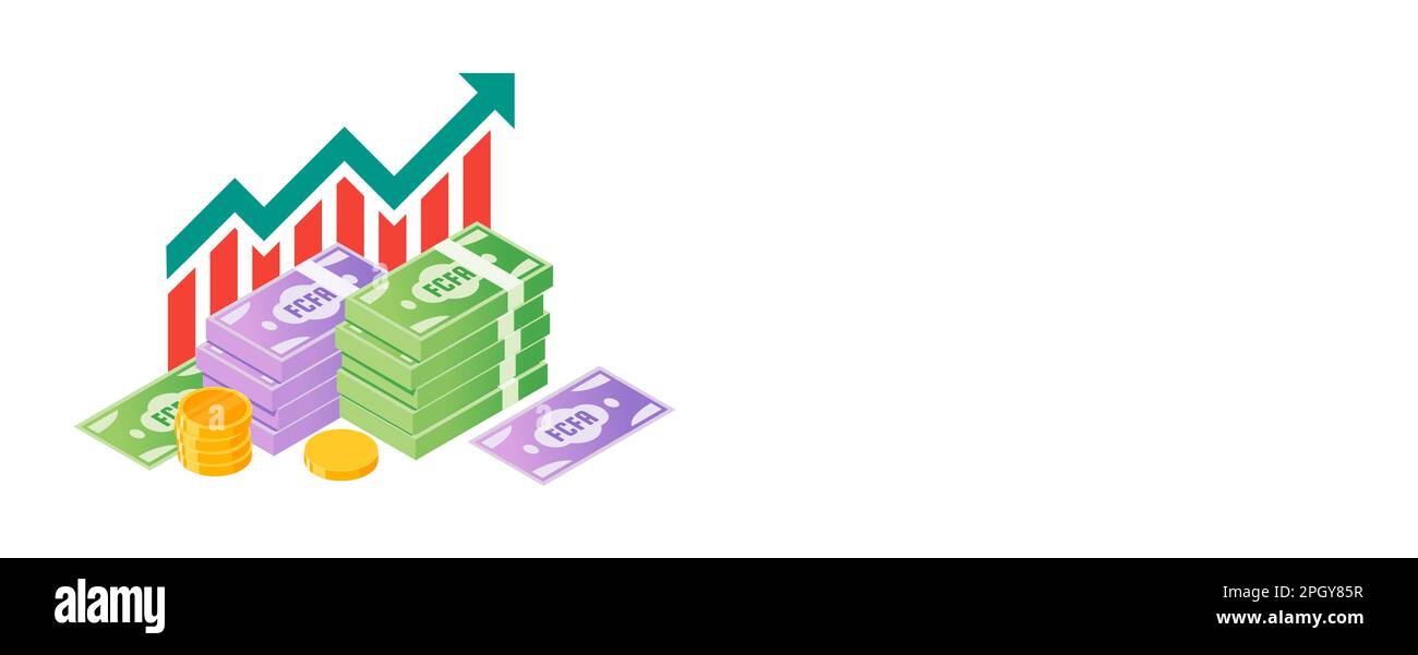 Fluttuazione del franco CFA dell'Africa centrale con illustrazioni del pacchetto di soldi Illustrazione Vettoriale