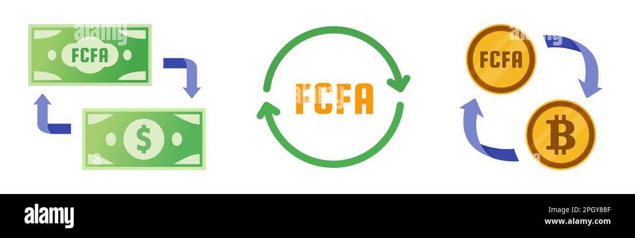 Franco CFA Centrafricano valuta estera e cripto Exchange Illustrazione Vettoriale