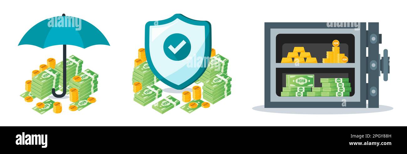 CFA franco centrale africana protezione del denaro e set di sicurezza Illustrazione Vettoriale