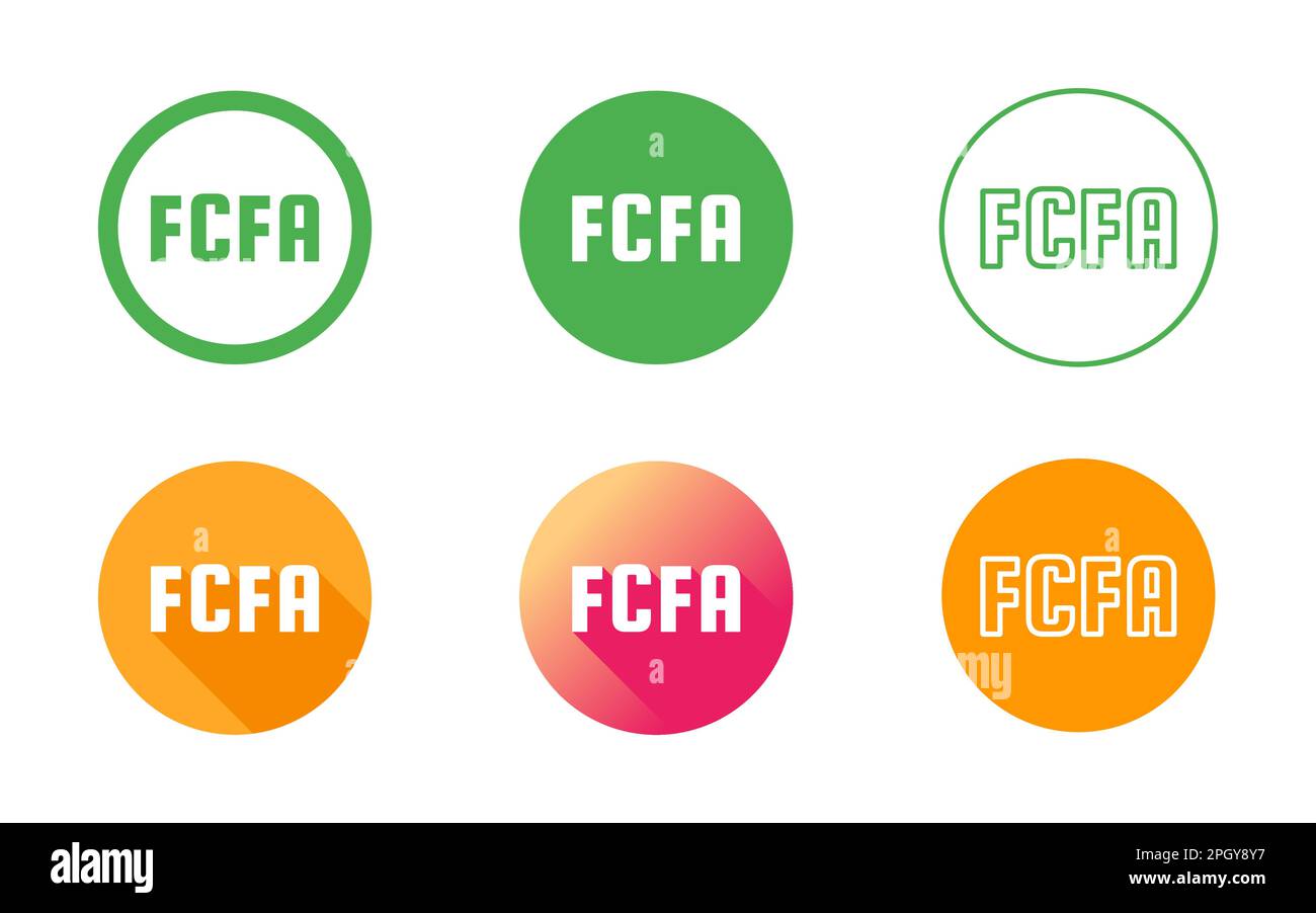 Set di icone del simbolo CFA Franc dell'Africa centrale Illustrazione Vettoriale