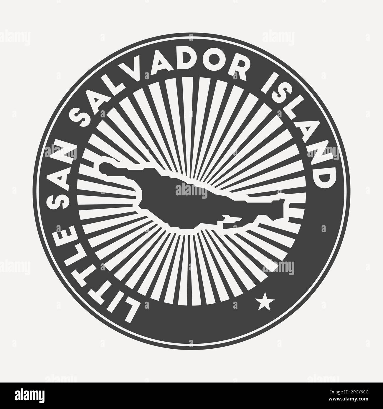 Logo rotondo dell'isola di Little San Salvador. Distintivo da viaggio vintage con il nome circolare e la mappa dell'isola, illustrazione vettoriale. Illustrazione Vettoriale