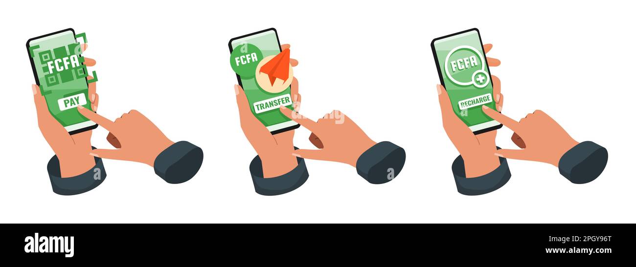 Mobile banking con il franco CFA centrafricano Illustrazione Vettoriale