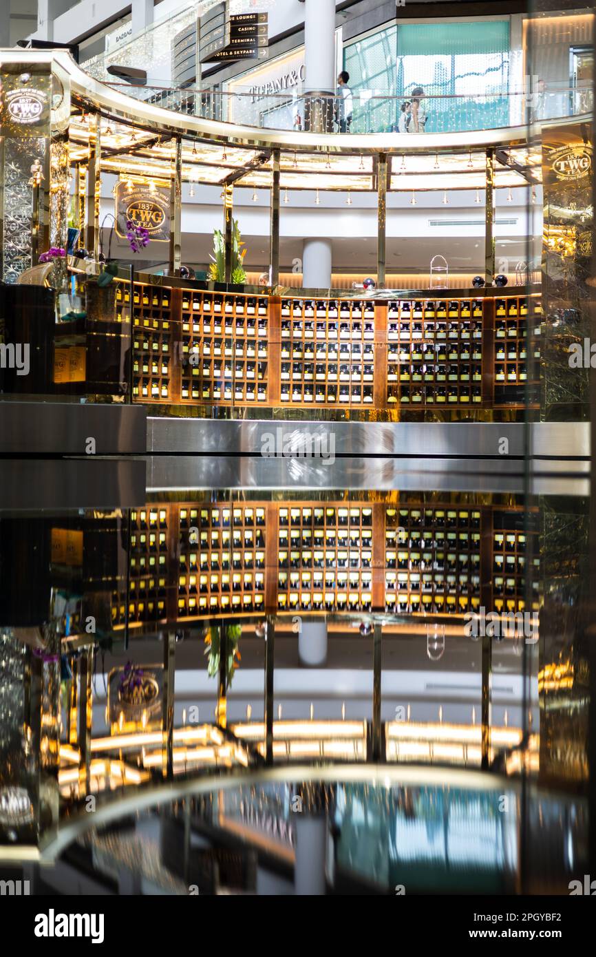Bar Reflection nel Marina Sands Bay Shopping Mall Singapore Foto Stock
