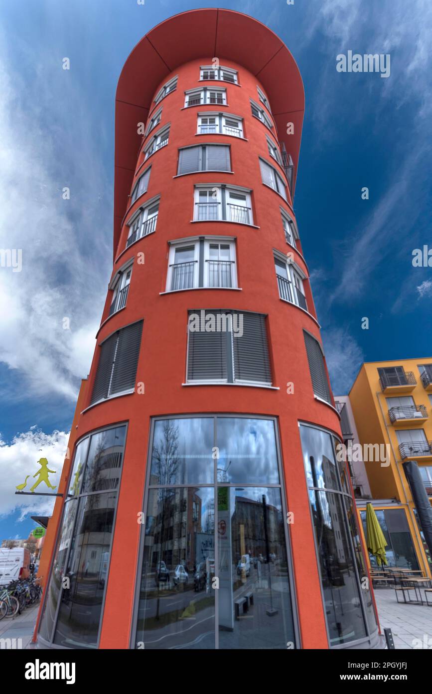 Moderno edificio residenziale e commerciale, Augusta, Baviera, Germania Foto Stock