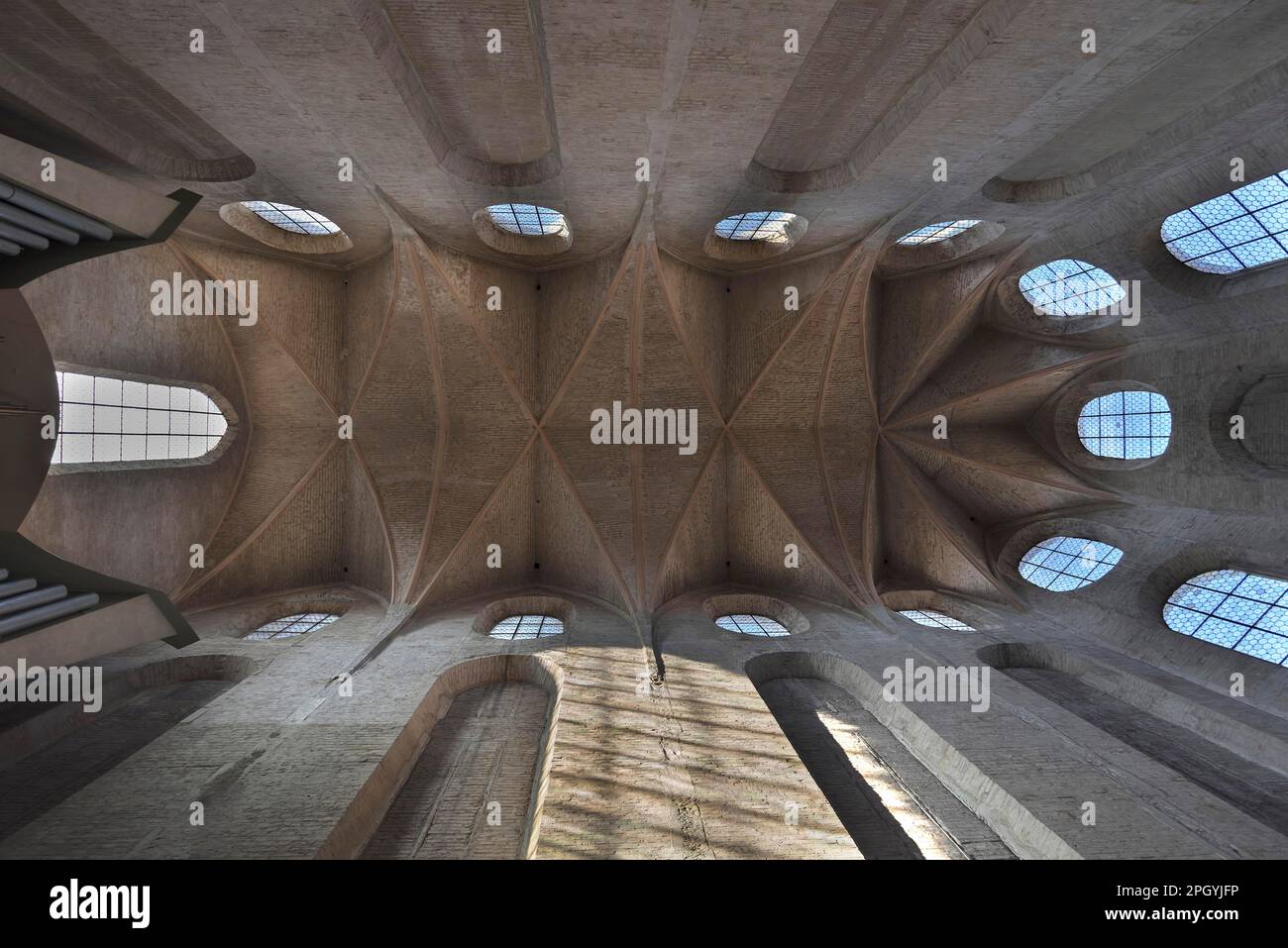 Volta a soffitto della Barfuesserkirche, 13th ° secolo, ricostruzione semplificata dopo la seconda guerra mondiale, Augusta, Baviera, Germania Foto Stock