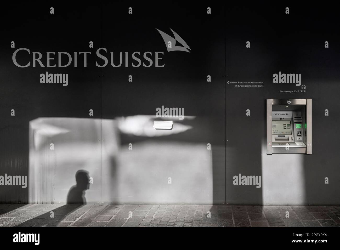 Banca Credit Suisse Scrittura ATM Foto Stock
