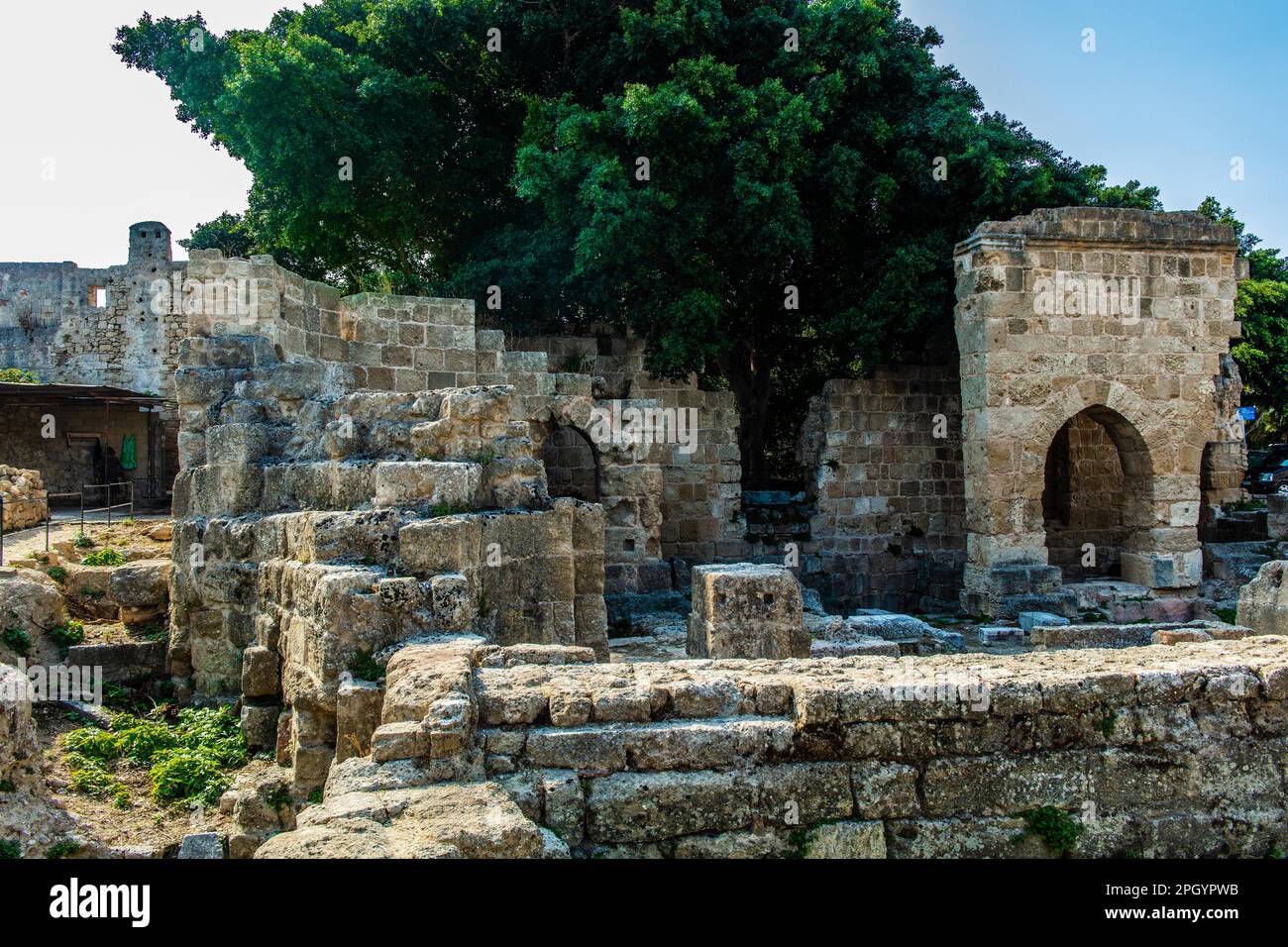 Rovina nel centro storico, Rodi, Grecia Foto Stock