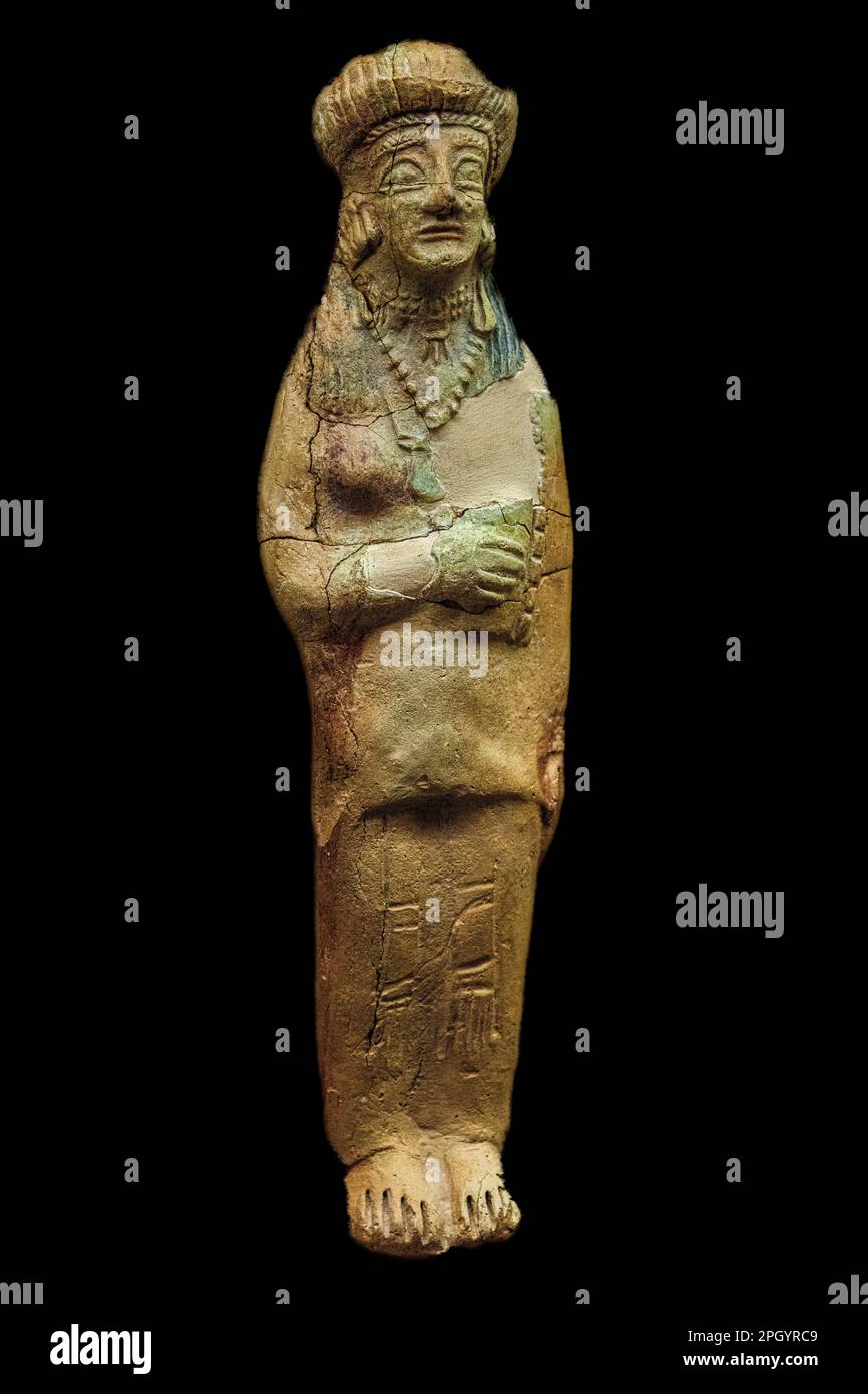 Figura femminile di terracotta cipriota, 625-600 a.C., Museo Archeologico nell'ex Ospedale dell'Ordine dei Cavalieri di San Giovanni, 15th ° secolo, Vecchio Foto Stock