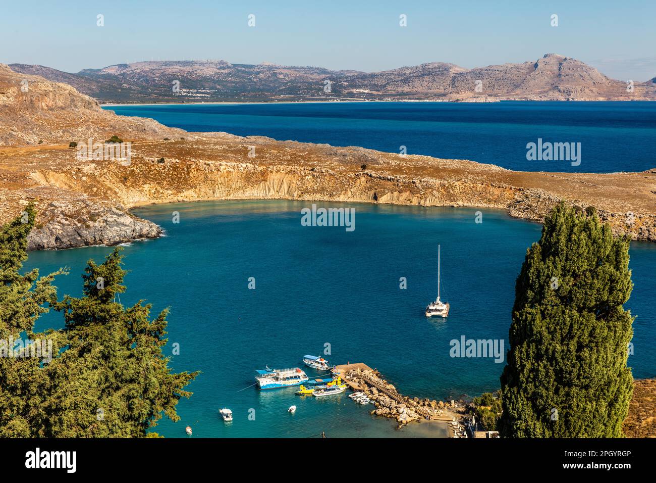 Spiaggia di Lindos, Rodi, Grecia Foto Stock