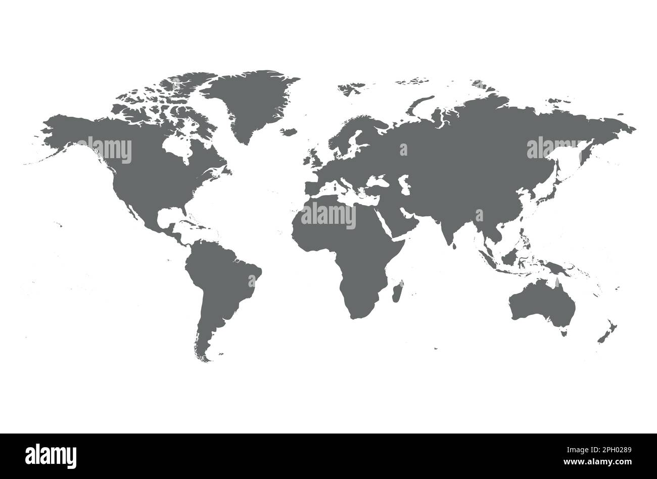 Mappa del mondo - silhouette dei continenti sul pianeta Terra, illustrazione vettoriale su bianco Illustrazione Vettoriale
