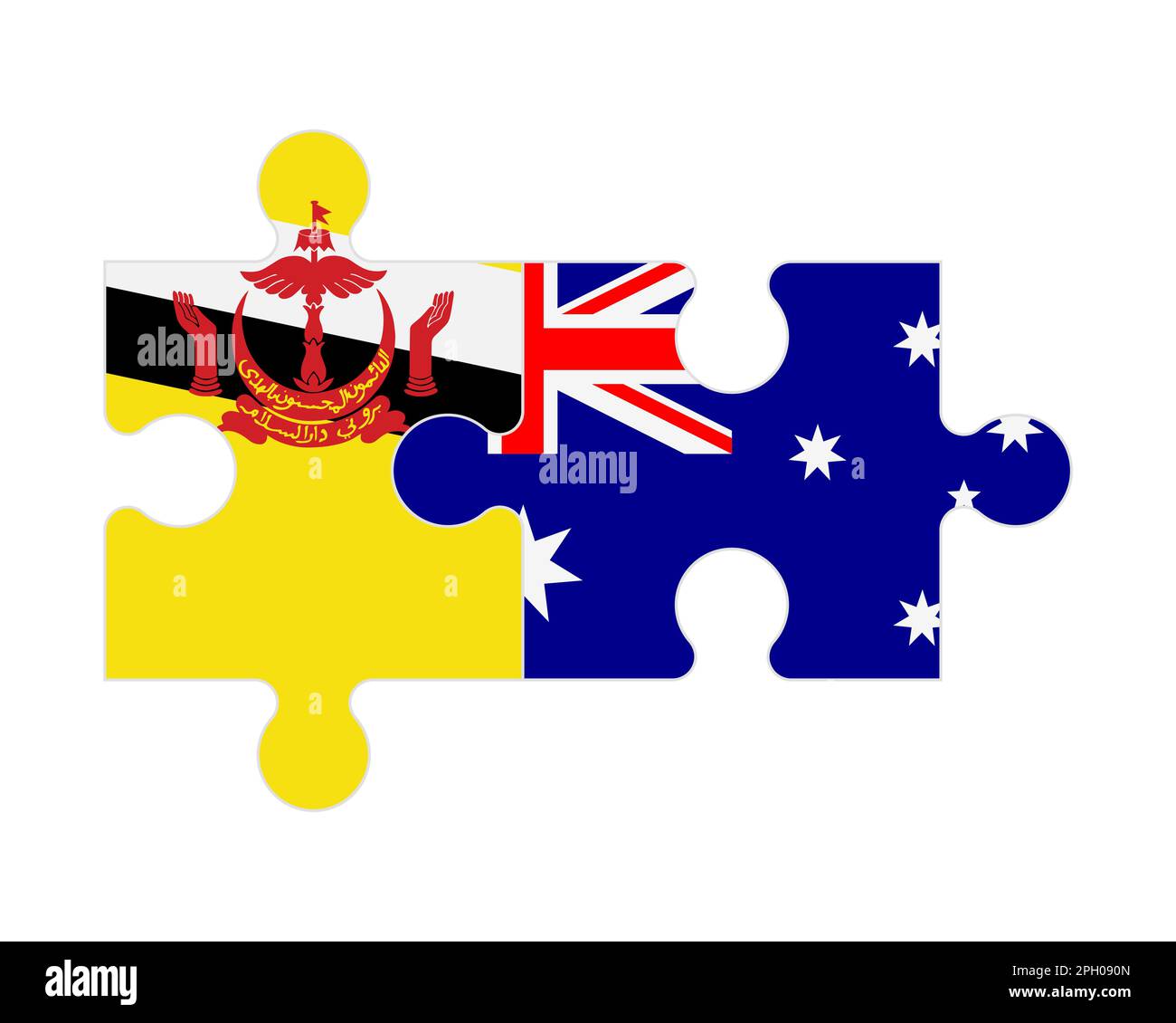 Puzzle connesso di bandiere di Brunei e Australia, vettore Illustrazione Vettoriale