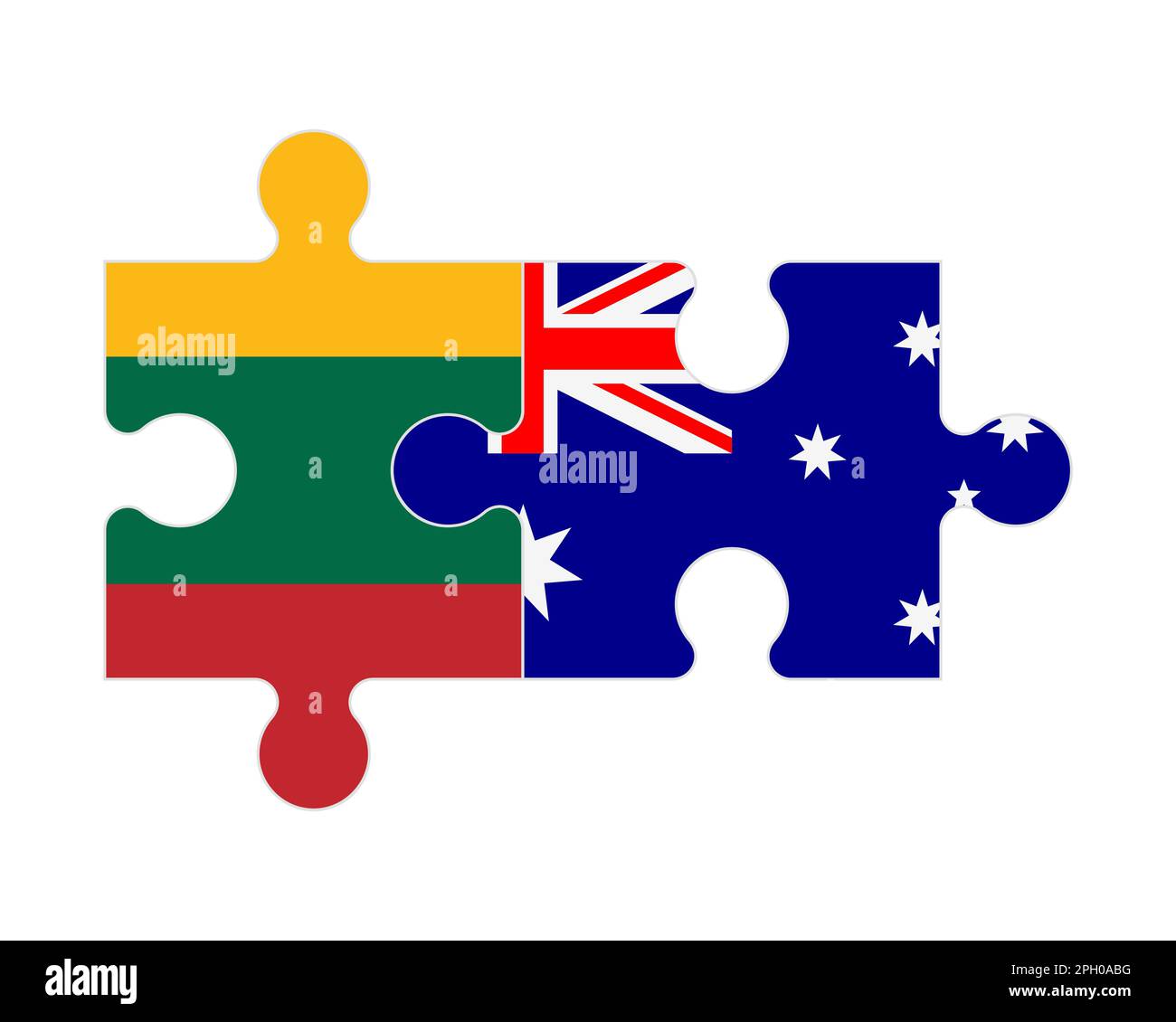 Puzzle connesso di bandiere di Lituania e Australia, vettore Illustrazione Vettoriale