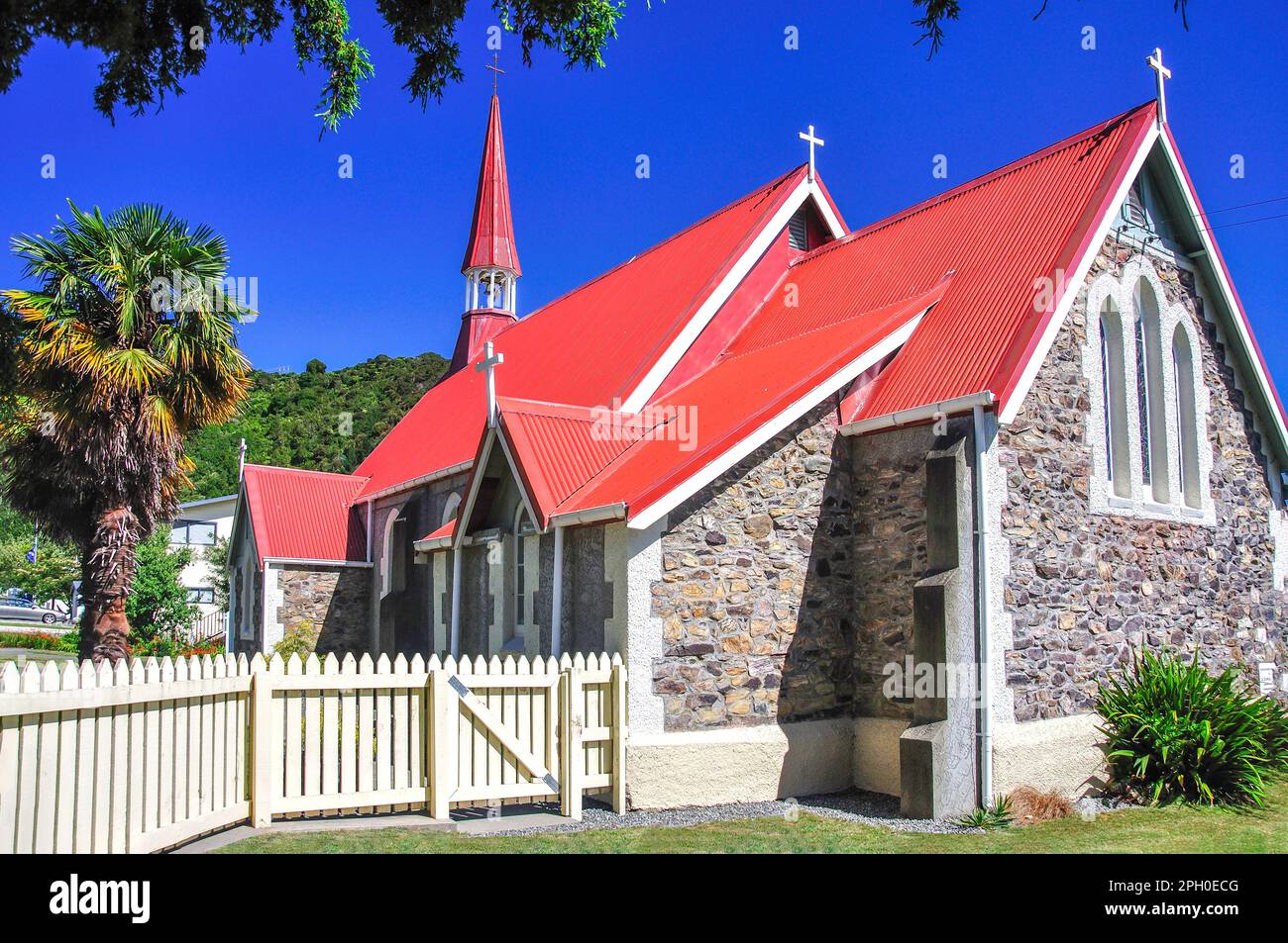 San Pietro Chiesa anglicana, Lawrence Street, Havelock, Marlborough, Isola del Sud, Nuova Zelanda Foto Stock