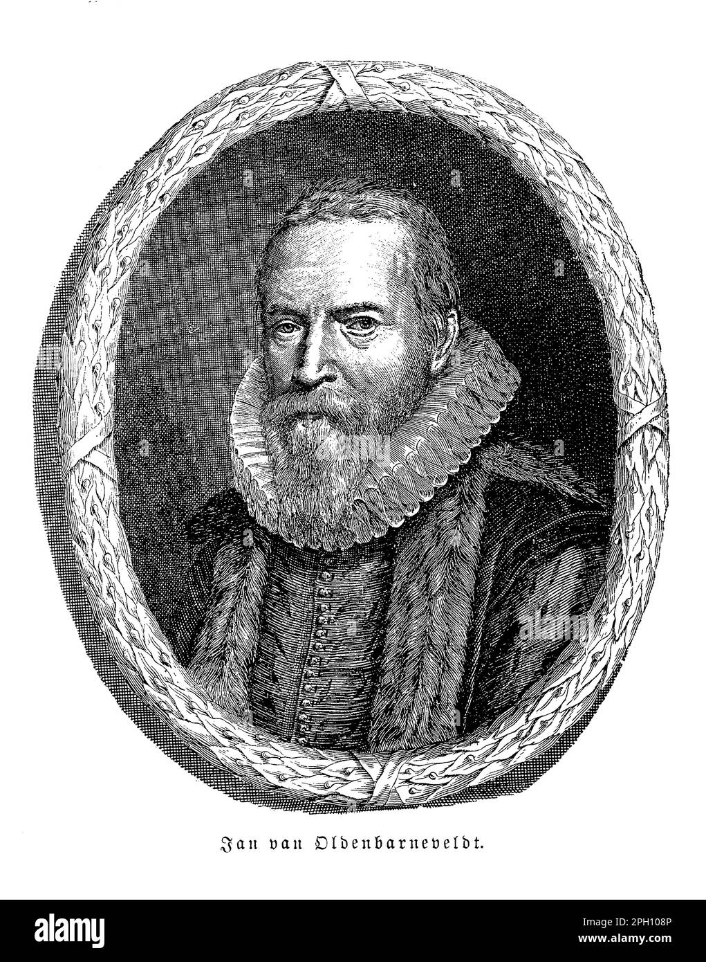 Jan van Oldenbarneveldt (1547-1619) è stato un . Ha servito come landsadvocaat (grande pensionato) per oltre 30 anni, modellando la politica olandese e le relazioni estere. Tuttavia, il suo conflitto con il principe Maurits ha portato al suo arresto ed esecuzione. Foto Stock