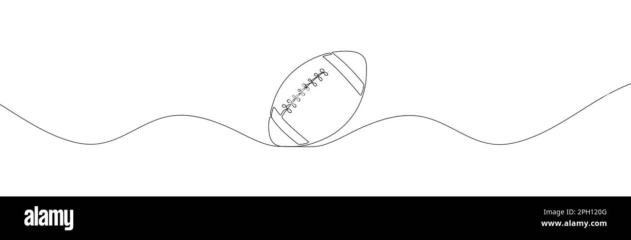 Football americano una linea disegnata sul bianco Illustrazione Vettoriale