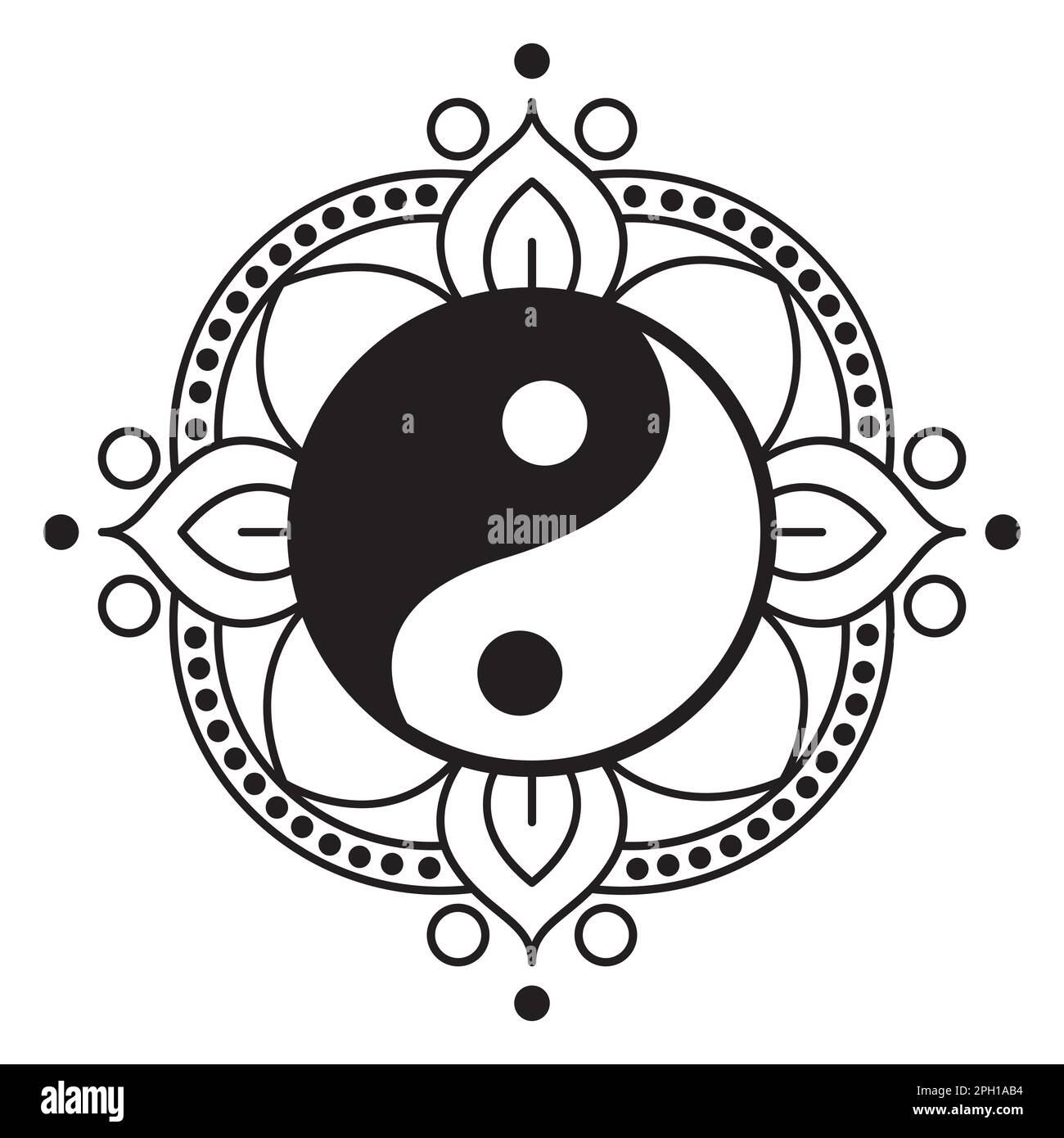 Yin Yang mandala vettore icona design. Icona piatta. Illustrazione Vettoriale