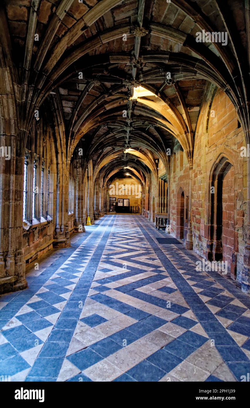 Worcester Cathedral Cloisters - Worcester, Worcestershire, Inghilterra, Regno Unito - 28th gennaio 2023. Foto Stock