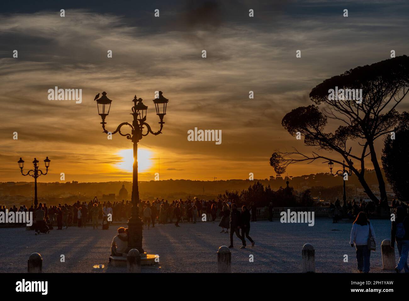 Tramonto a Roma visto da Giannicolo Foto Stock