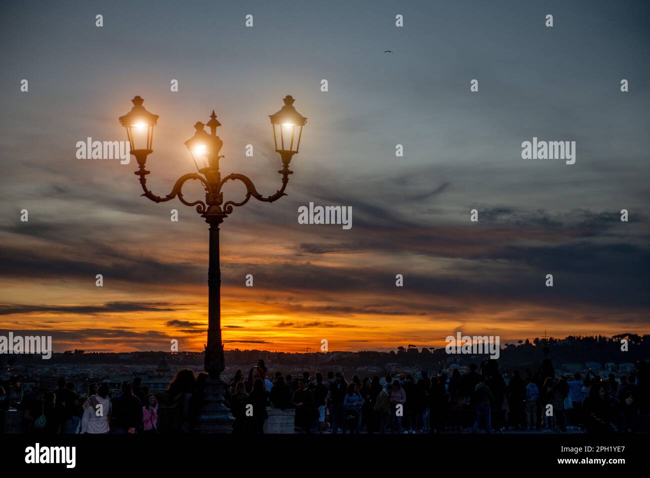 Tramonto a Roma visto da Giannicolo Foto Stock