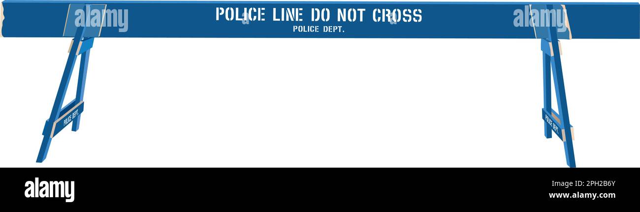 'Non attraversare' New York City Police Barricade in legno, colori piatti, realistico Illustrazione Vettoriale