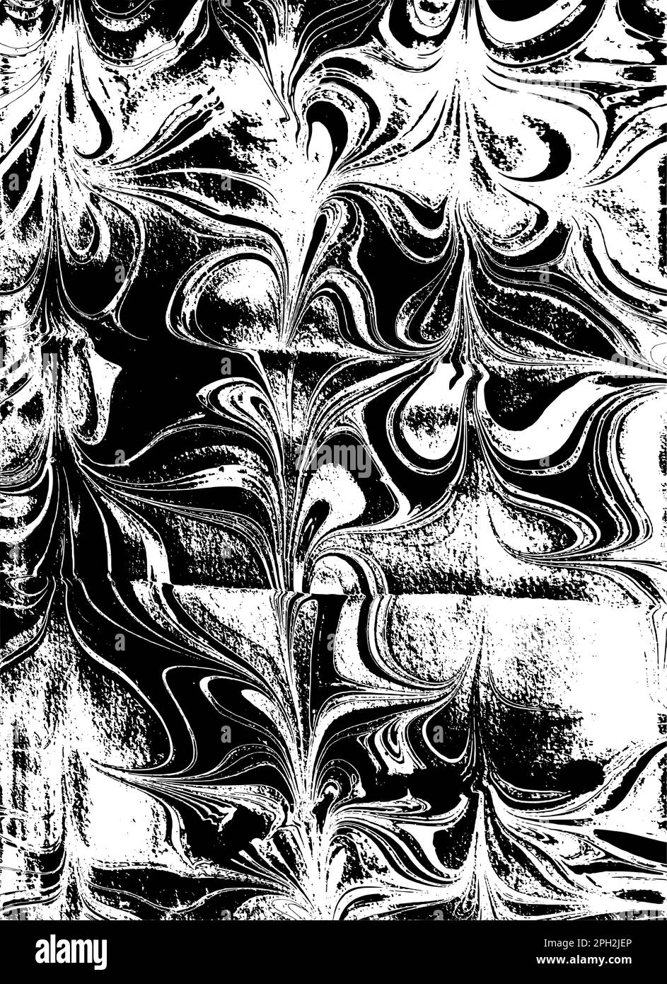Carta marmorizzata fatta a mano 03, scala di grigi vettorizzata Illustrazione Vettoriale