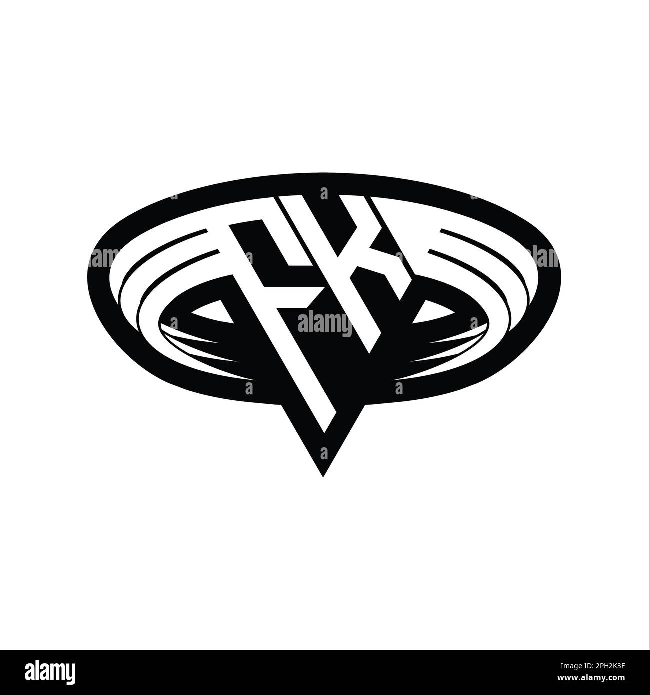 FK Logo monogramma lettera con forma triangolare strato isolato contorno modello di disegno Foto Stock