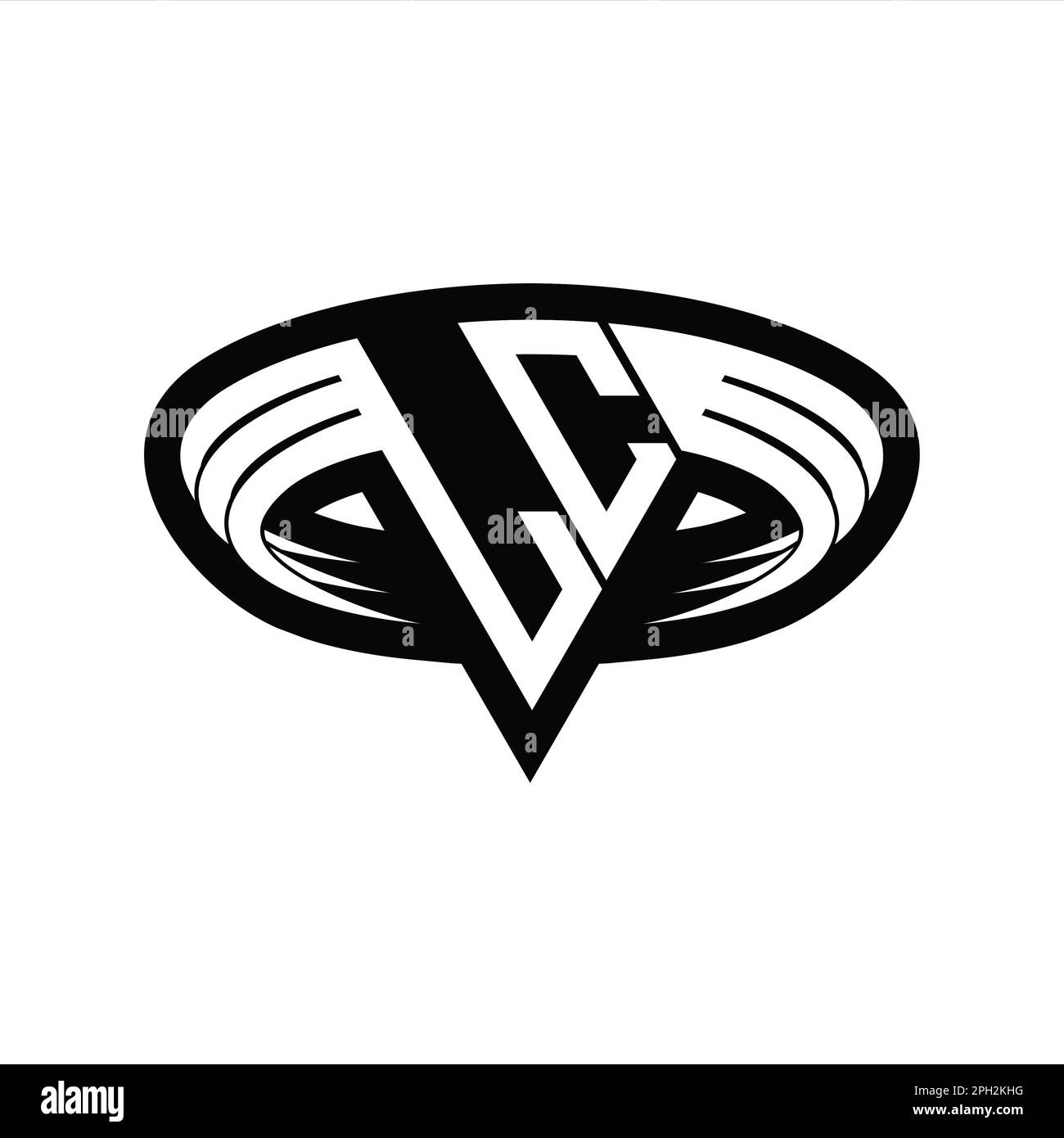 LC Logo monogramma lettera con forma triangolare sezione modello di disegno contorno isolato Foto Stock