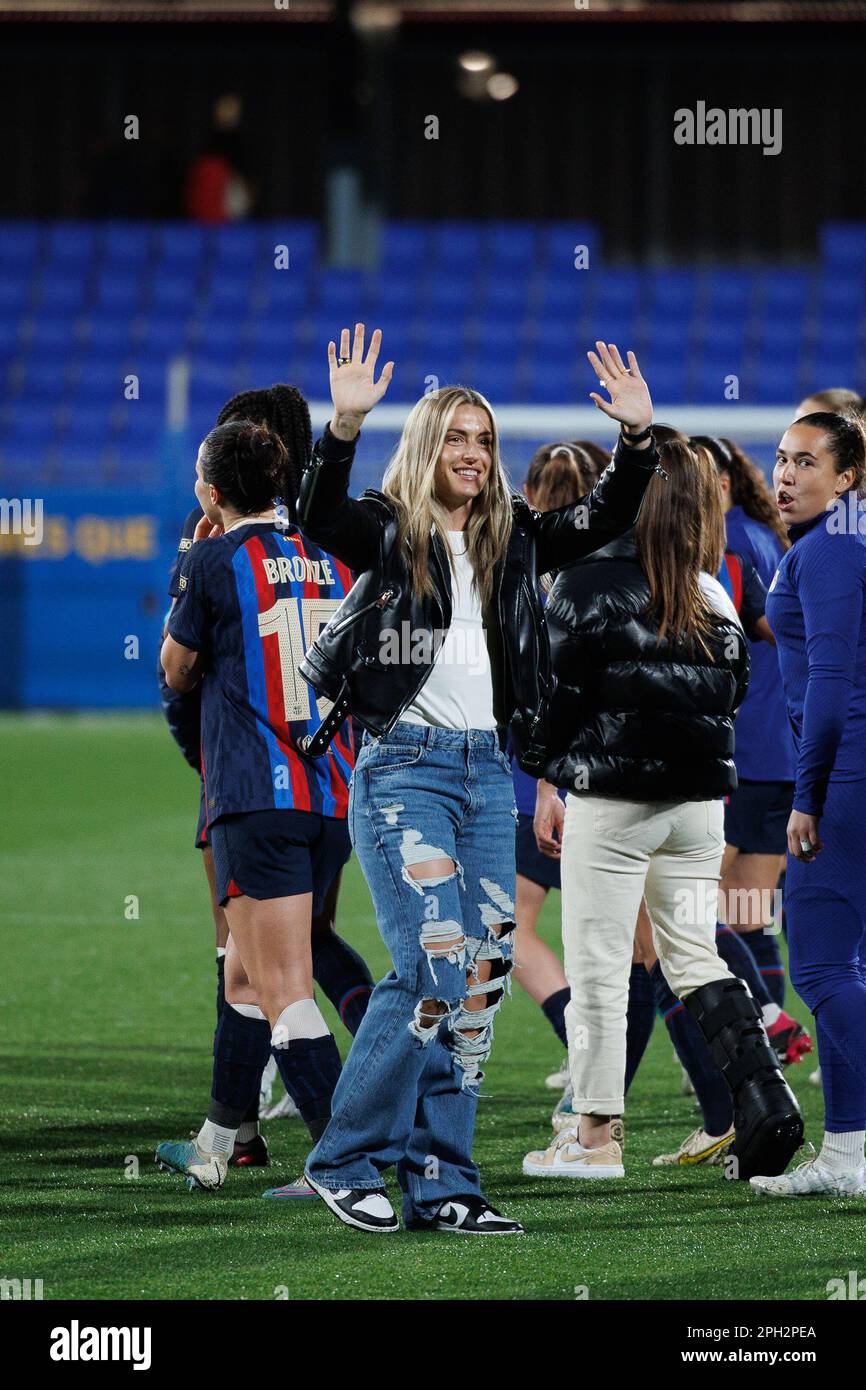 Barcellona, Spagna. 25th Mar, 2023. Alexia Putellas festeggia la vittoria alla Liga F spagnola tra il FC Barcelona Women e il Real Madrid CF allo stadio Johan Cruyff di Sant Joan Despi, Barcellona, Spagna. Credit: Christian Bertrand/Alamy Live News Foto Stock